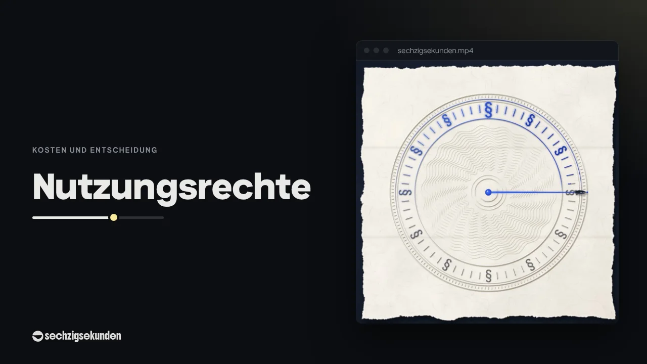 Kopfbild: ein Motiv im Kanzlei-Stil im Fenster, daneben der Titel „Nutzungsrechte“.