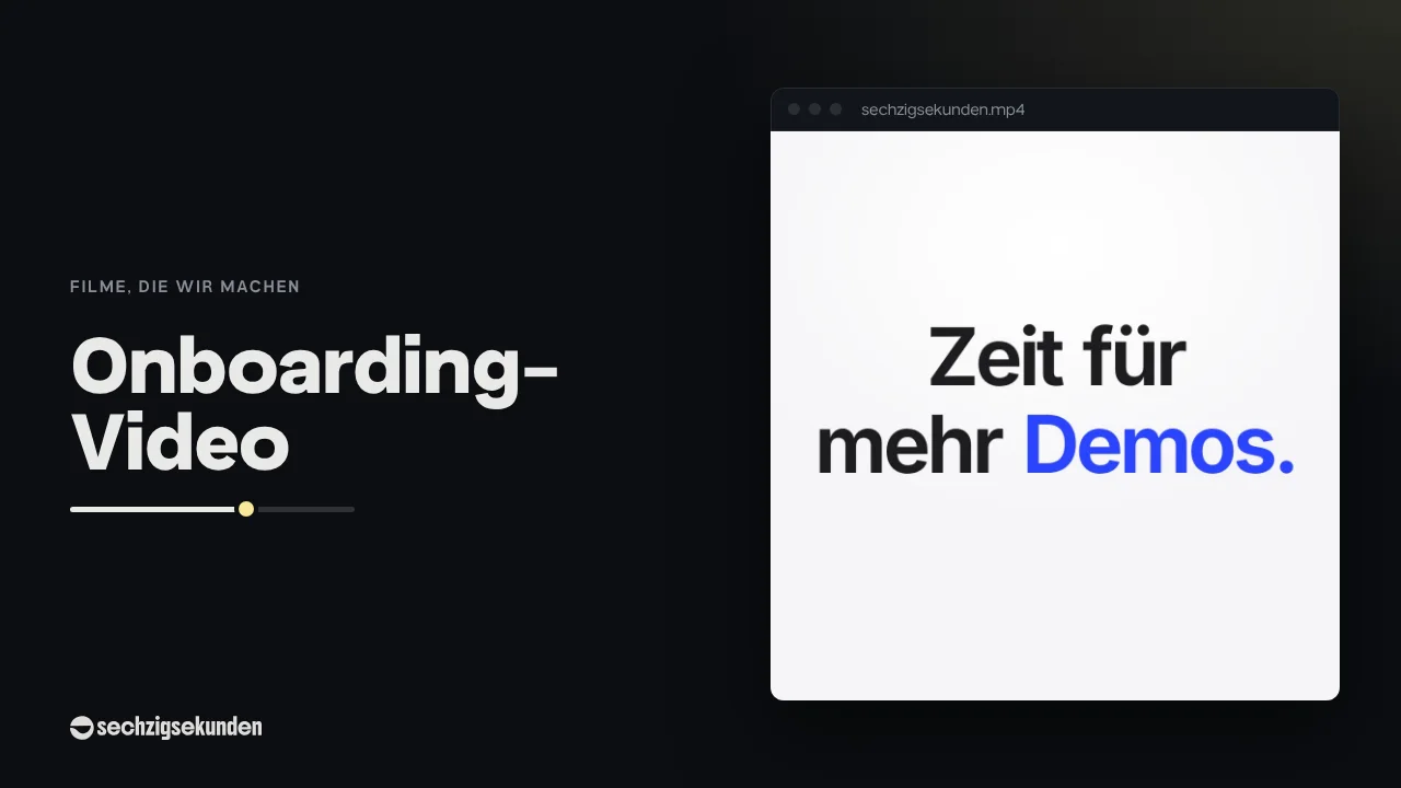 Kopfbild: Bild aus unserer Stil-Bibliothek „Software“ im Fenster, daneben der Titel „Onboarding-Video“.