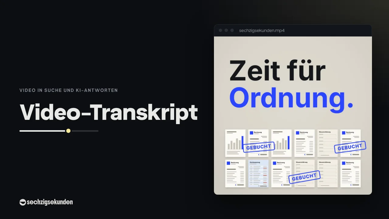 Kopfbild: ein Motiv im Papierflut-Stil im Fenster, daneben der Titel „Video-Transkript“.