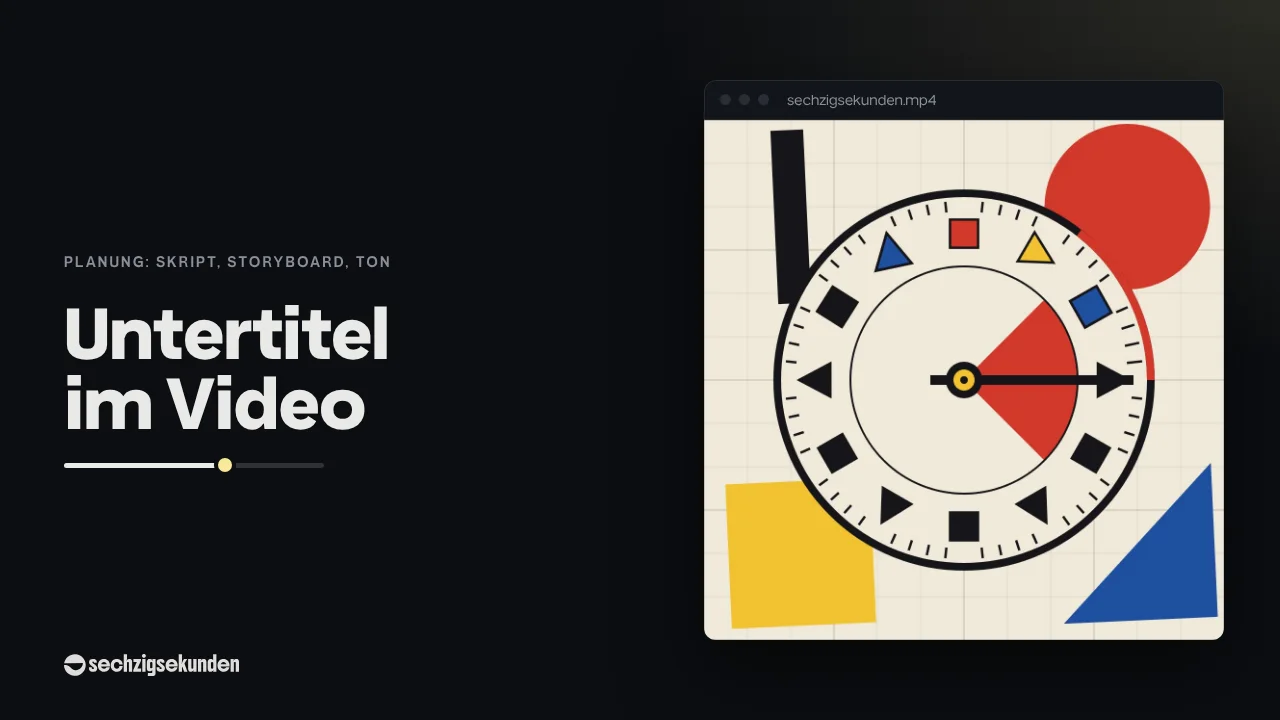 Kopfbild: Bauhaus-Szene aus unserer Stil-Bibliothek im Fenster, daneben der Titel „Untertitel im Video“.