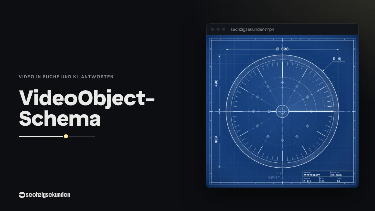 Kopfbild: ein Motiv im Blueprint-Stil im Fenster, daneben der Titel „VideoObject-Schema“.